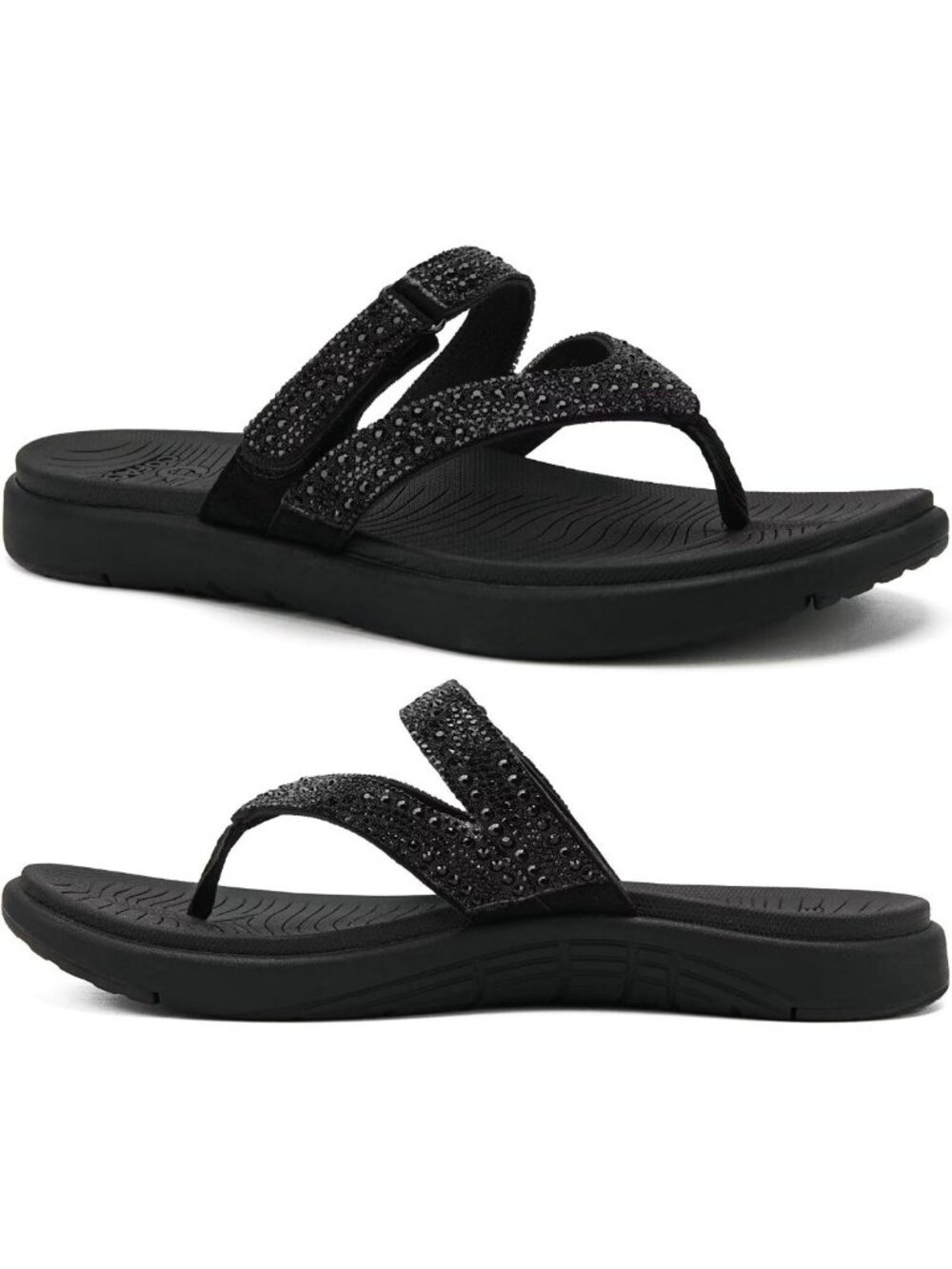 Rhinestone Orthopedic Flip Flops with Arch Support - Stylish Thong Sandals for